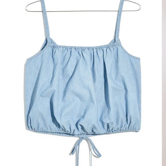 Madewell Chambray Bubble Crop Top - Picture 1 of 11